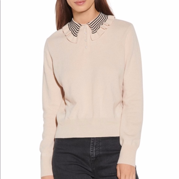 New SANDRO Pearl Button Wool Sweater With Fancy Collar - Picture 1 of 9